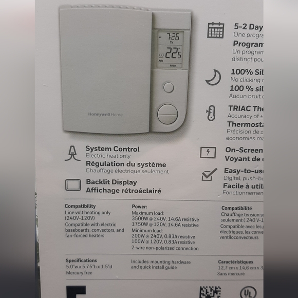 Honeywell Home RLV4305A Programmable Electric Heat Thermostat NEW In Sealed Box - Picture 4 of 7
